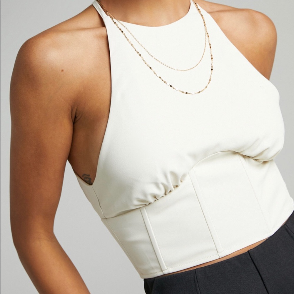 MISHKA HALTER NECK TOP IN CREAM